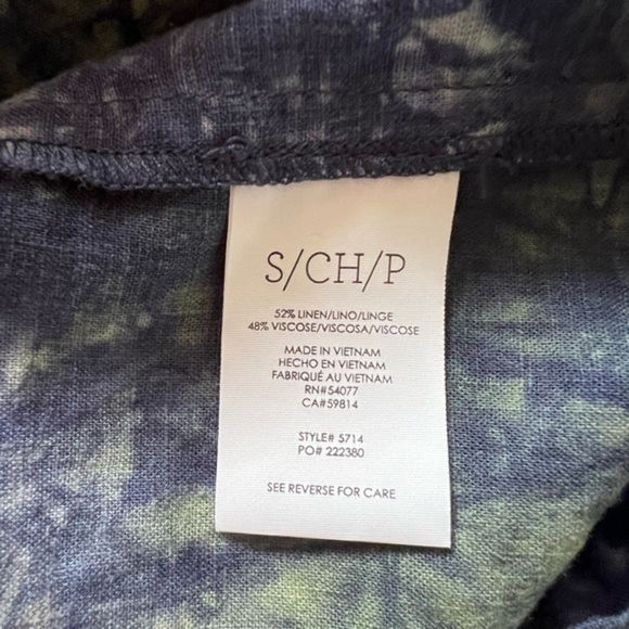Cabi Woodstock Tie Dye Effect Oversized Babydoll Top in Blue and Green. - Picture 11 of 11